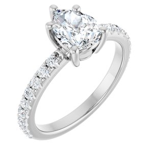 18K White Gold 8x6 mm Pear Ring Mounting