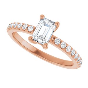 10K Rose Gold 6x4 mm Emerald Ring Mounting – image 8