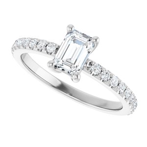 10K White Gold 6x4 mm Emerald Ring Mounting – image 8