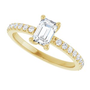 10K Yellow Gold 6x4 mm Emerald Ring Mounting – image 8