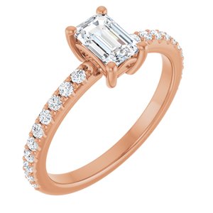 18K Rose Gold 6x4 mm Emerald Ring Mounting