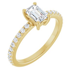 14K Yellow Gold 6x4 mm Emerald Ring Mounting
