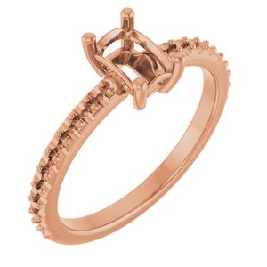 14K Rose Gold 6x4 mm Emerald Ring Mounting – image 2
