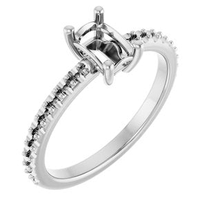 Sterling Silver 6x4 mm Emerald Ring Mounting – image 2