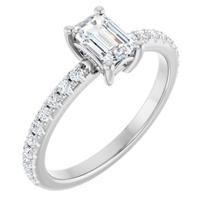Platinum 6x4 mm Emerald Ring Mounting