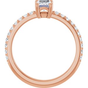 10K Rose Gold 6x4 mm Emerald Ring Mounting – image 3