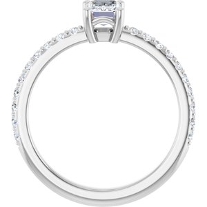 10K White Gold 6x4 mm Emerald Ring Mounting – image 3