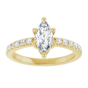 18K Yellow Gold 9x4.5 mm Marquise Ring Mounting – image 5