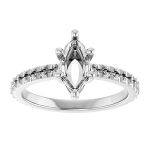 14K X1 White Gold 9x4.5 mm Marquise Ring Mounting – image 6