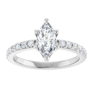 10K White Gold 9x4.5 mm Marquise Ring Mounting – image 5