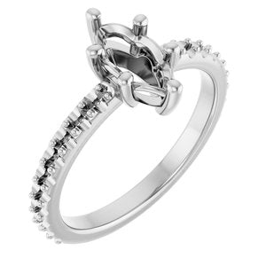 14K X1 White Gold 9x4.5 mm Marquise Ring Mounting – image 2