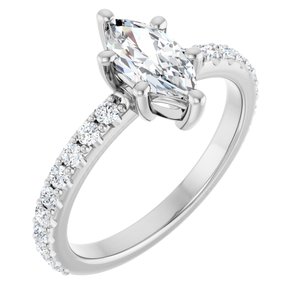 14K White Gold 9x4.5 mm Marquise Ring Mounting