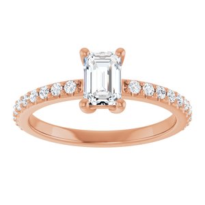 10K Rose Gold 6x4 mm Emerald Ring Mounting – image 5