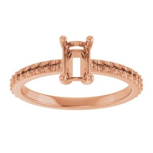 10K Rose Gold 6x4 mm Emerald Ring Mounting – image 6