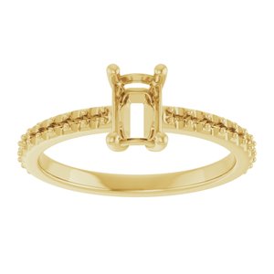 10K Yellow Gold 6x4 mm Emerald Ring Mounting – image 6