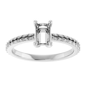 14K White Gold 6x4 mm Emerald Ring Mounting – image 6