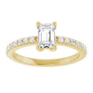 14K Yellow Gold 6x4 mm Emerald Ring Mounting – image 5