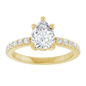 18K Yellow Gold 8x6 mm Pear Ring Mounting – image 5