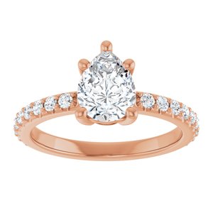 18K Rose Gold 8x6 mm Pear Ring Mounting – image 5