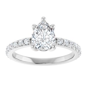 14K White Gold 8x6 mm Pear Ring Mounting – image 5