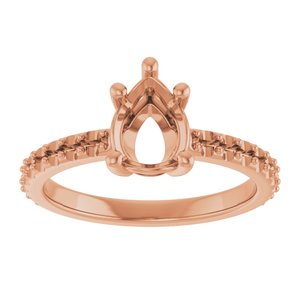 18K Rose Gold 8x6 mm Pear Ring Mounting – image 6