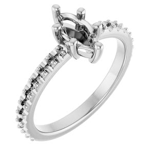 10K White Gold 8x4 mm Marquise Ring Mounting – image 2