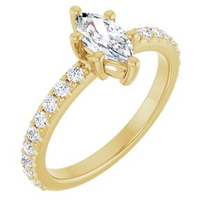 14K Yellow Gold 8x4 mm Marquise Ring Mounting