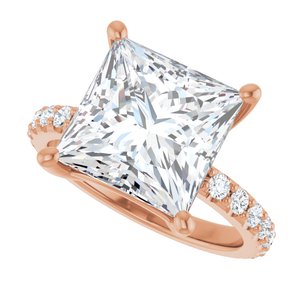 10K Rose Gold 10 mm Square Ring Mounting – image 8
