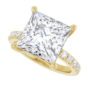 14K Yellow Gold 10 mm Square Ring Mounting – image 8
