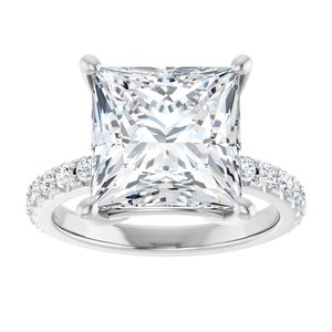 14K White Gold 10 mm Square Ring Mounting – image 5
