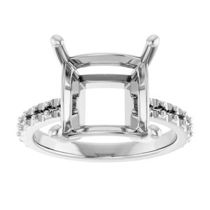 14K White Gold 10 mm Square Ring Mounting – image 6