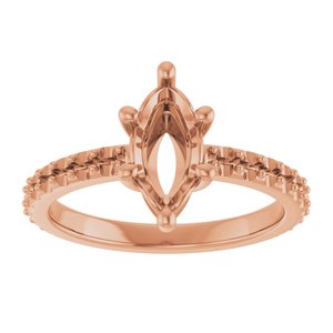 10K Rose Gold 10x5 mm Marquise Ring Mounting – image 6