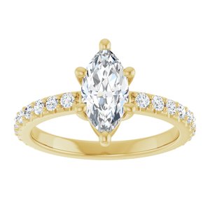 18K Yellow Gold 10x5 mm Marquise Ring Mounting – image 5
