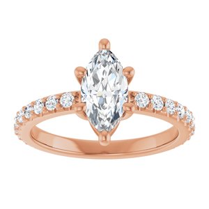 18K Rose Gold 10x5 mm Marquise Ring Mounting – image 5