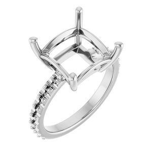 14K White Gold 10 mm Square Ring Mounting – image 2