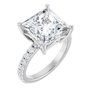14K White Gold 10 mm Square Ring Mounting