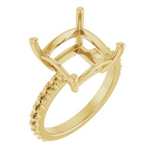 14K Yellow Gold 10 mm Square Ring Mounting – image 2
