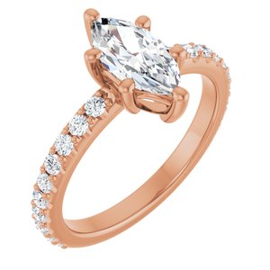 10K Rose Gold 10x5 mm Marquise Ring Mounting