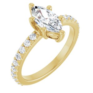 18K Yellow Gold 10x5 mm Marquise Ring Mounting