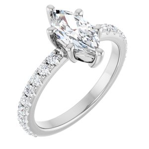 14K White Gold 10x5 mm Marquise Ring Mounting