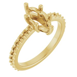 18K Yellow Gold 10x5 mm Marquise Ring Mounting – image 2