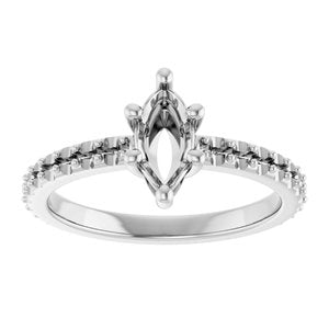 14K X1 White Gold 8x4 mm Marquise Ring Mounting – image 6