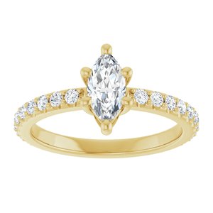 18K Yellow Gold 8x4 mm Marquise Ring Mounting – image 5
