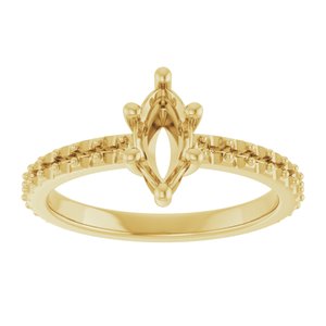 18K Yellow Gold 8x4 mm Marquise Ring Mounting – image 6