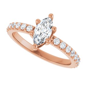 10K Rose Gold 8x4 mm Marquise Ring Mounting – image 8
