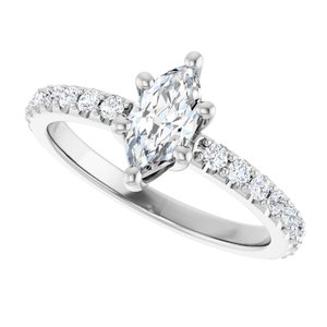14K White Gold 8x4 mm Marquise Ring Mounting – image 8