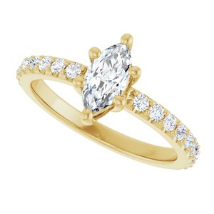 14K Yellow Gold 8x4 mm Marquise Ring Mounting – image 8