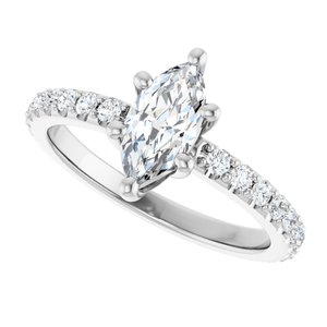 10K White Gold 9x4.5 mm Marquise Ring Mounting – image 8