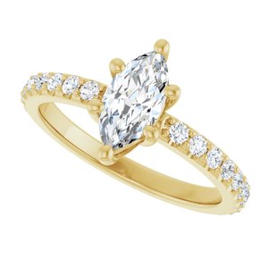 18K Yellow Gold 9x4.5 mm Marquise Ring Mounting – image 8
