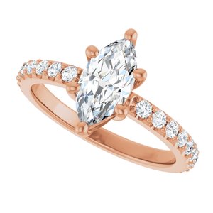 18K Rose Gold 10x5 mm Marquise Ring Mounting – image 8